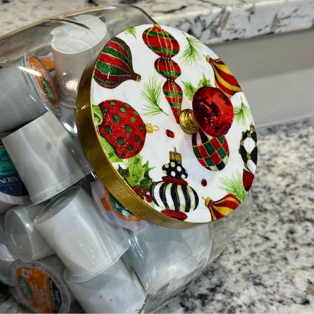 Deck the Halls cookie jar glass canister